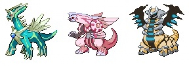 Dialga, Palkia e Giratina shiny