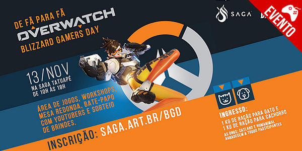 SAGA – Sede do Tatuapé recebe fãs de ‘Overwatch’ no Blizzard Gamers Day