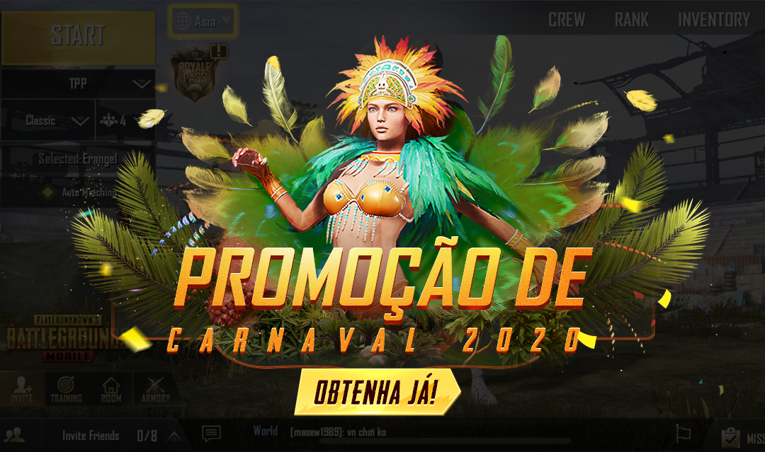 PUBG Mobile recebe atualização com clima de Carnaval